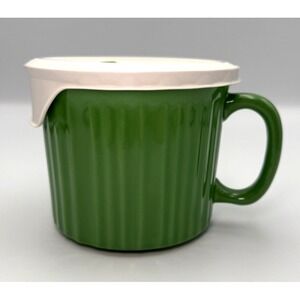 Corning Ware Stoneware 20 oz Green Soup Mug Cup with Vented Seal Lid